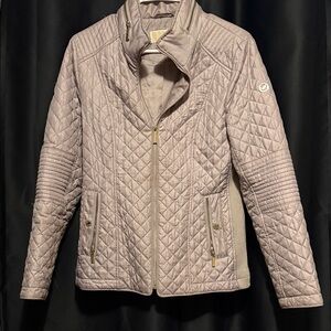 Michael Kors Quilted Taupe Puffer Jacket with Gold Hardware